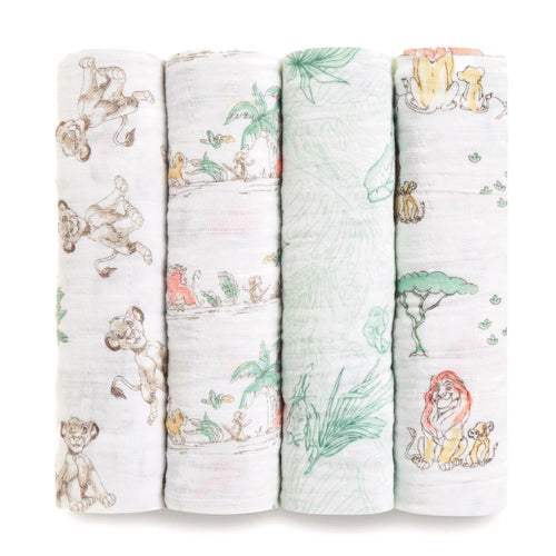 aden + anais Disney Muslin Swaddles The Lion, 4-Pack
