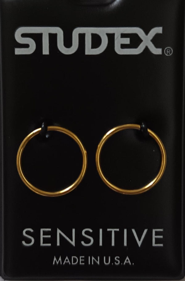 Studex Sensitive S952Y 10mm Hoop Earrings Nickel-Free Surgical Stainless Steel Zircon