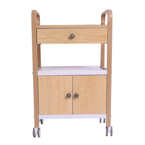 Salon System Wooden Salon Trolley, 2 Drawers, Top Shelf, Brown