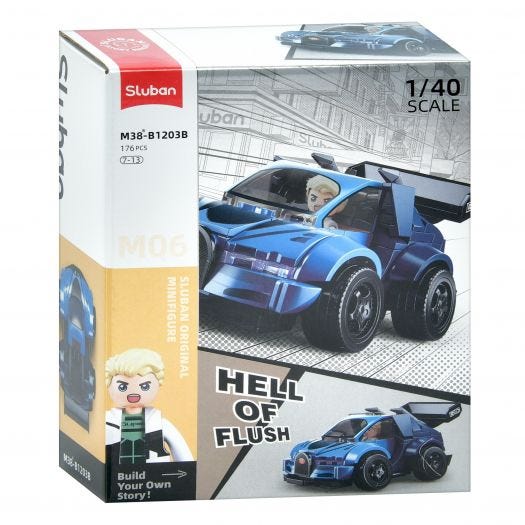 Sluban MCar M06 Race Car Building Set with Minifigure, Blue, 176 Pieces