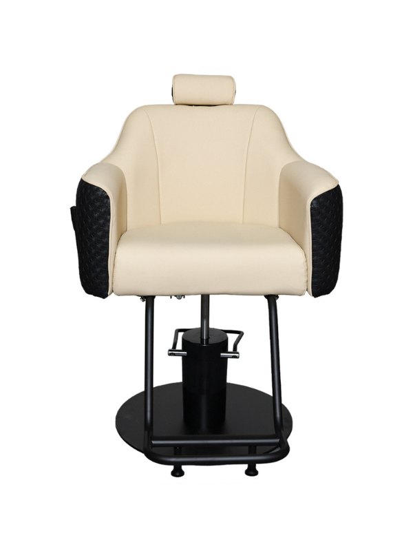 Salon System BX-3135B Women's Hair Cutting and Makeup Chair, Beige and Black, Hydraulic Lift