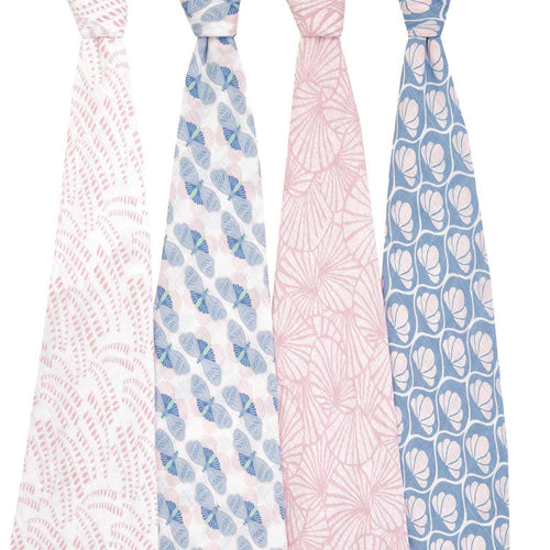 aden + anais Classic Muslin Swaddles, Cotton, Deco, 4-Pack