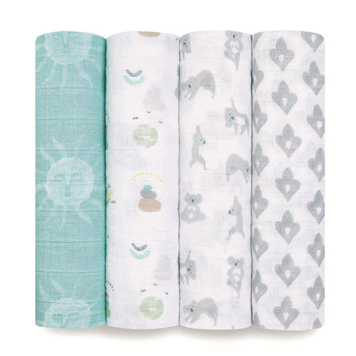 aden + anais Classic Muslin Swaddles, 4-Pack, Now + Zen