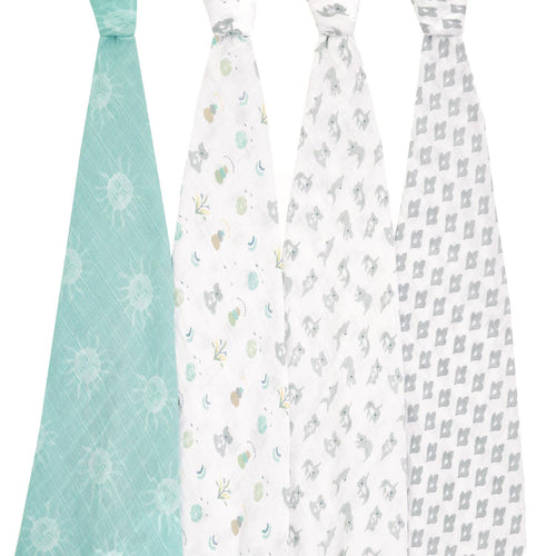 aden + anais Classic Muslin Swaddles, 4-Pack, Now + Zen