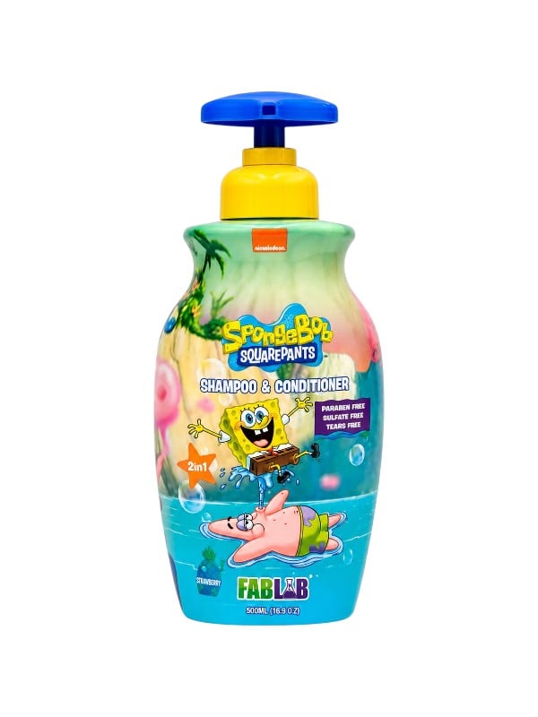 Fab Lab SpongeBob Kids Shampoo & Conditioner 2-in-1 Strawberry Scent 500 ml