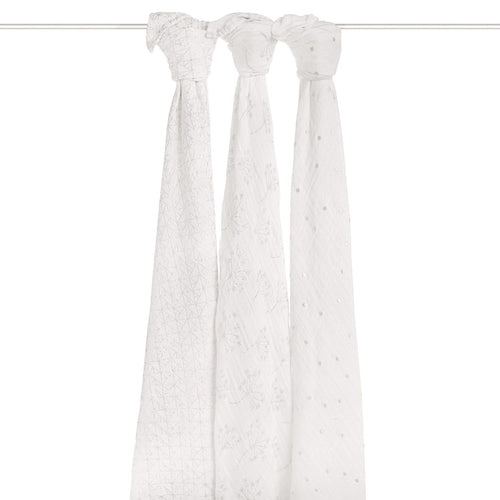 aden + anais Muslin Swaddle Blankets, 3-Pack, Metallics Silver, 100% Cotton