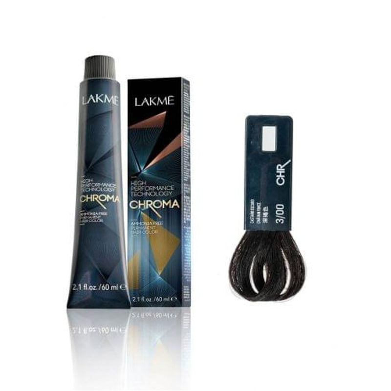 Lakme Chroma Ammonia-Free Permanent Hair Color 3/00 Dark Brown, PPD-Free