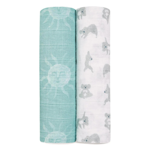aden + anais Classic Muslin Swaddles, Pre-Washed Cotton, Now + Zen, 2-Pack