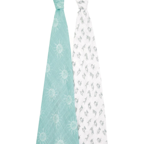 aden + anais Classic Muslin Swaddles, Pre-Washed Cotton, Now + Zen, 2-Pack