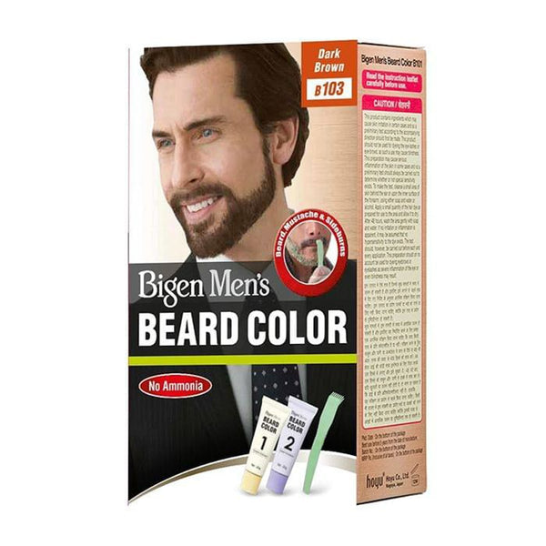 Bigen Men's Beard Color Dark Brown B103 Ammonia-Free Fast Touch Comb