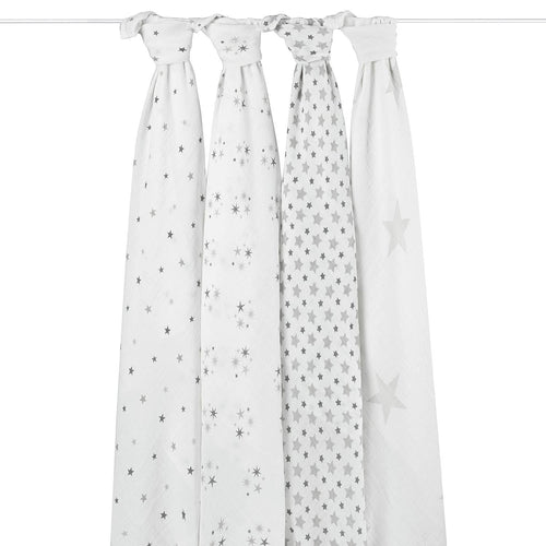aden + anais Classic Muslin Swaddles, Pre-Washed Cotton, Twinkle, 4-Pack