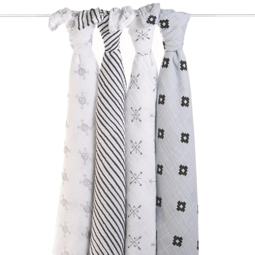 aden + anais Classic Muslin Swaddles Pre-Washed Cotton Lovestruck 4-Pack