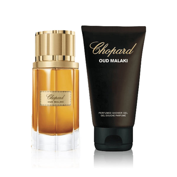 Chopard Oud Malaki Eau de Parfum Men's Fragrance Set, Oud Notes, 80 ml with Perfumed Shower Gel