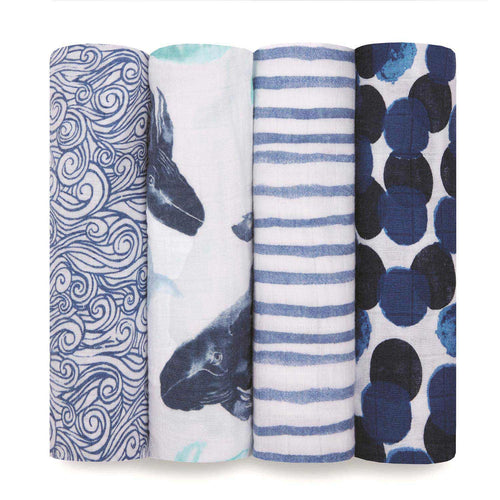 aden + anais Classic Swaddle Set 100% Cotton Muslin Seafaring 4-Pack