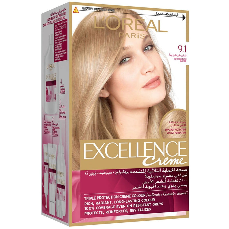 L'Oreal Paris Excellence Hair Color Kit Very Light Ash Brown 9.1