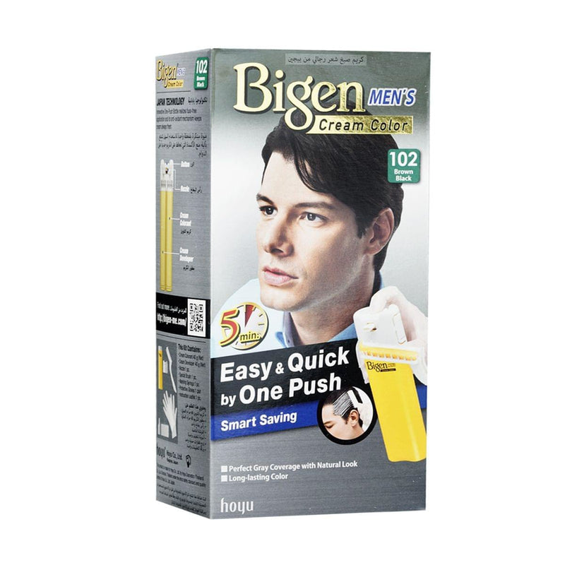 Bigen Men's Hair Color Cream Brown Black C102 Gray Coverage 5-Minute Formula