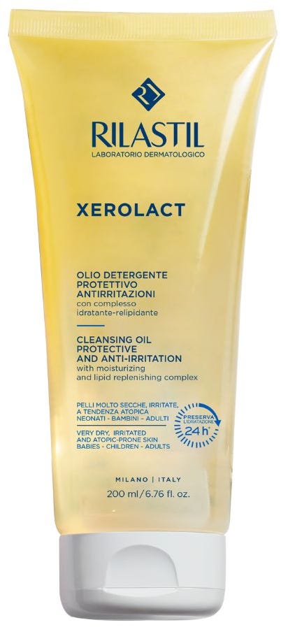 Rilastil Xerolact Cleansing Oil Liquid Face & Body Cleanser, Almond Oil, 200ml