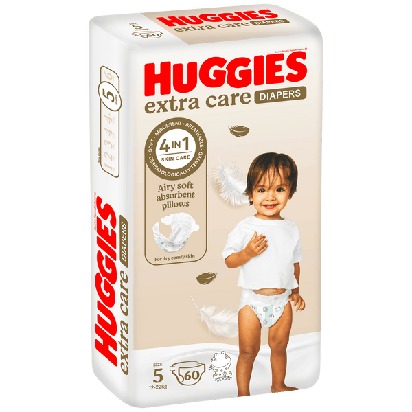Huggie Extra Care Diapers Size 5 Jumbo Pack, 60 Count