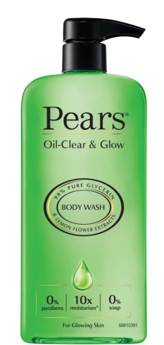 Pears Body Wash Oil Clear & Glow Gel Soap-Free Formula 500 ml