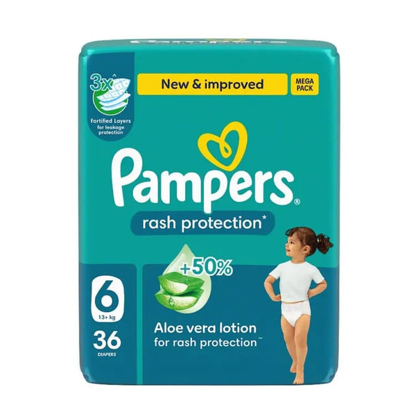 Pampers Baby Diapers Size 6 Hook and Loop Fasteners 36 Count