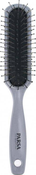 Parsa Unicolor Rectangular Hairbrush, Grey Metal Pins with Rounded Tips, Ventilated Design, 1 Piece