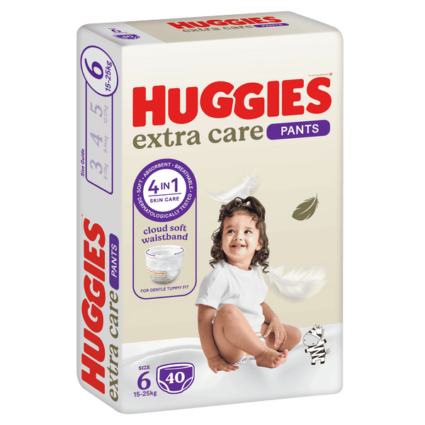 Huggies Extra Care Culottes Pants Double Leak Guards Size 6, 40 Pants