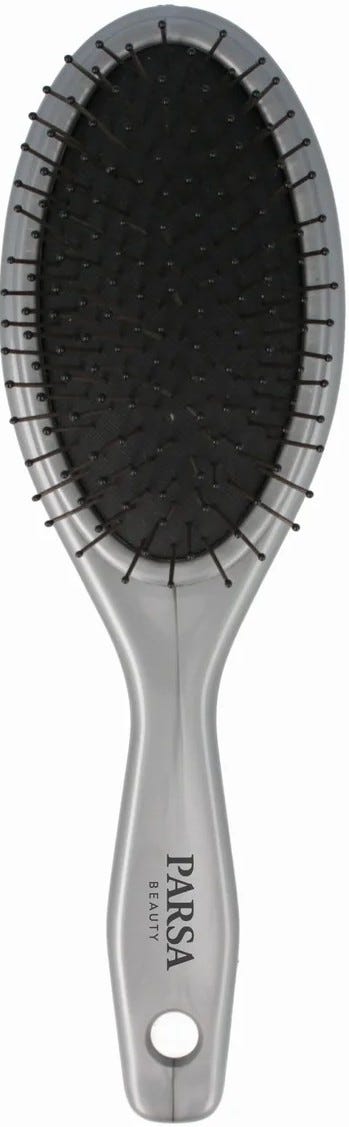 Parsa Unicolor Small Oval Hair Brush Metal Pins Grey