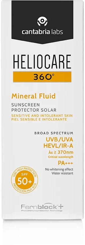 Heliocare 360 Mineral Fluid SPF Sunscreen, Matte Finish, 100% Mineral Filters, 50 ml