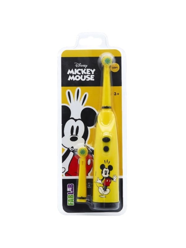 Fab Lab Mickey Mouse Battery-Powered Children's Toothbrush with Extra Brush Head, Soft Bristles, Assorted Colors