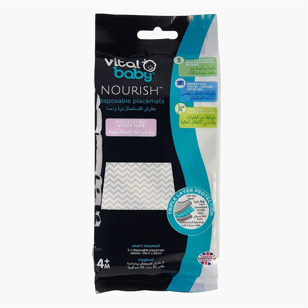 Vital Baby Nourish Disposable Placemats Three-Layer BPA-Free 5 Pack