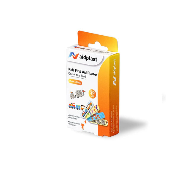 Aidplast Kids Plasters, Fun Design Adhesive Bandages, Hypoallergenic Water-Resistant