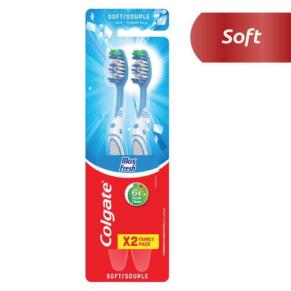 Colgate Max Fresh Soft Toothbrushes with Tongue Cleaner, 2 Pieces