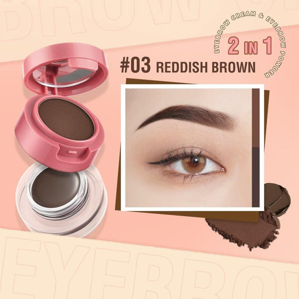 Pink Flash Dual Action Eyebrow Kit Powder & Gel Warm Reddish Brown Shade 03