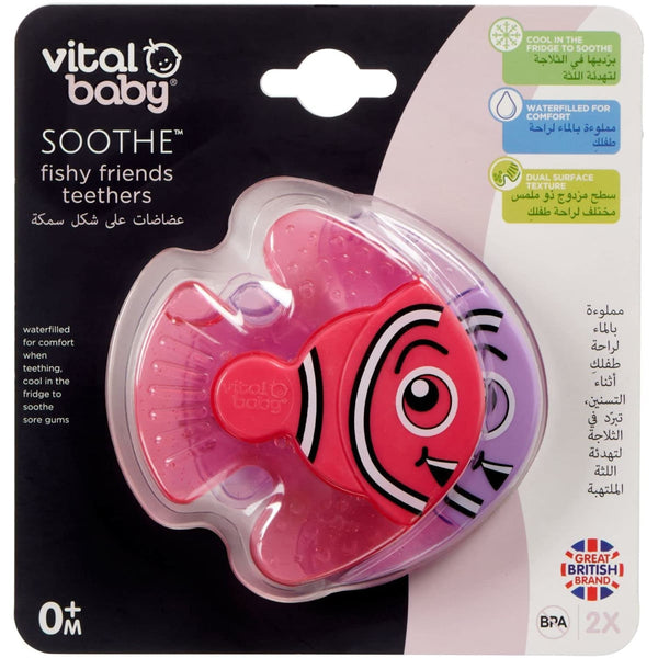 Vital Baby Soothe Fish Teethers Water-Filled Rattle Mirror Textured 2 Pack