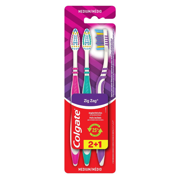 Colgate Total Zigzag Medium Toothbrush Angled Bristles 6 Pack
