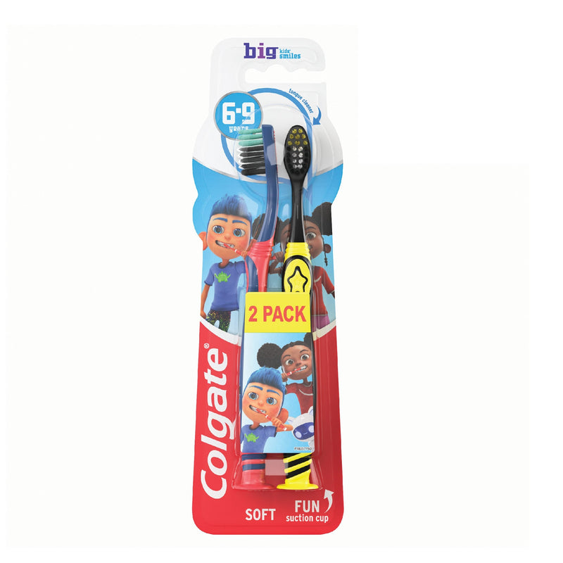 Colgate Kids Smiles Soft Toothbrushes Multi-Height Bristles Ages 6-9 Pack of 2