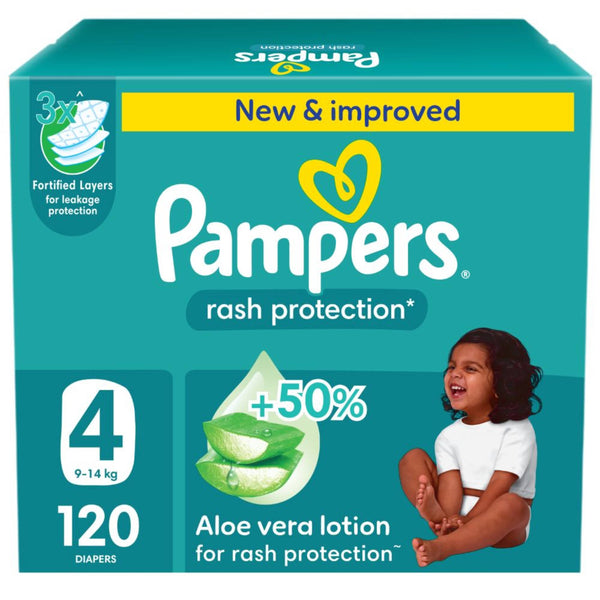Pampers Baby Dry Taped Diapers Aloe Vera Lotion Size 4 120 Count