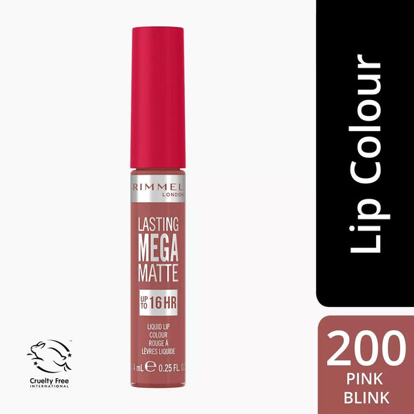 Rimmel London Mega Matte Liquid Lipstick Cream Matte Pink Blink 200