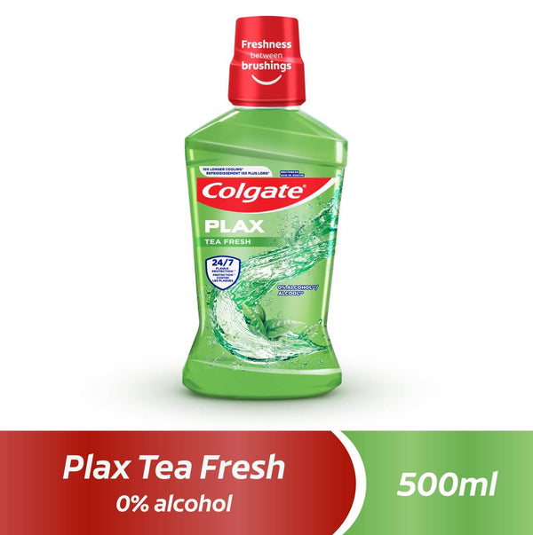 Colgate Plax Fresh Tea Alcohol-Free Mouthwash, Tea Extract, 500 ml