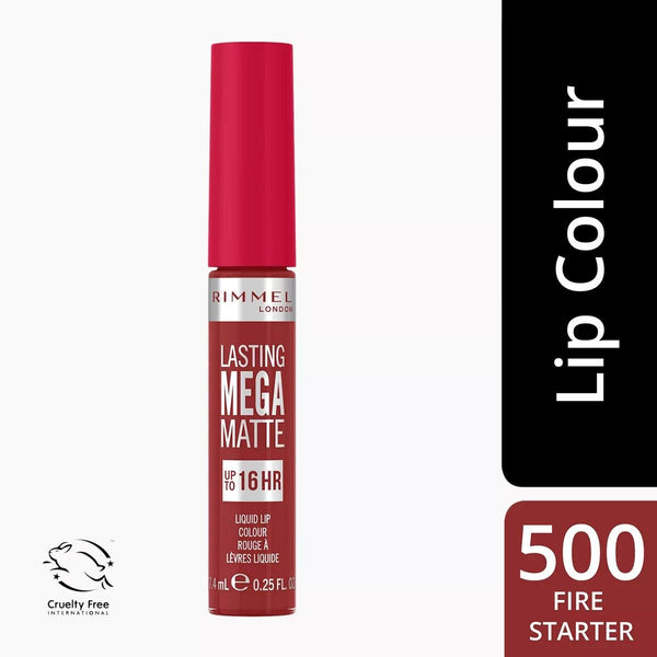 Rimmel Mega Matte Liquid Lipstick Cream Matte Squalane Coconut Oil Fire Starter 500