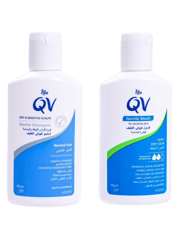 QV Hajj & Umrah Care Set Gentle Wash and Shampoo Fragrance-Free 90g + 95g
