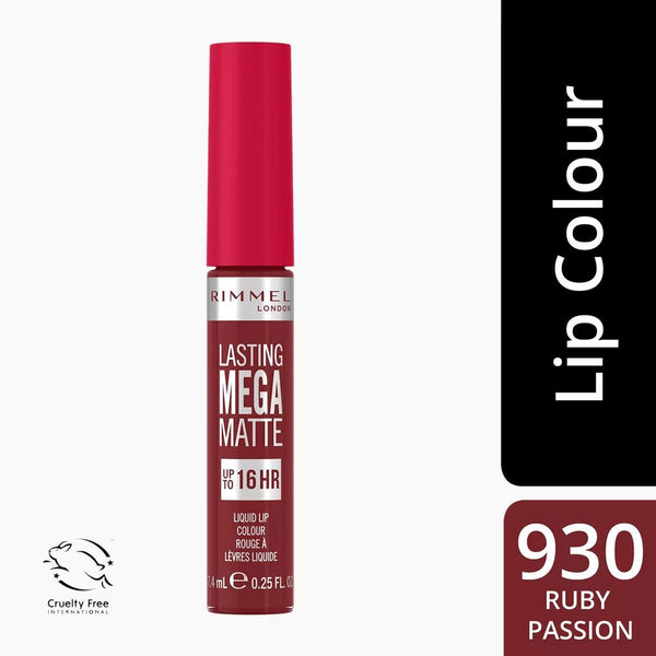 Rimmel London Mega Matte Liquid Lipstick Squalane Coconut Oil Ruby Passion 930
