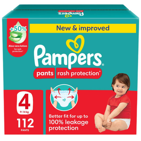 Pampers Rash Protection Diaper Pants Size 4 with Aloe Vera Lotion, 112 Count