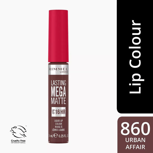Rimmel London Mega Matte Liquid Lipstick Cream Matte Squalane Coconut Oil Urban Affair 860