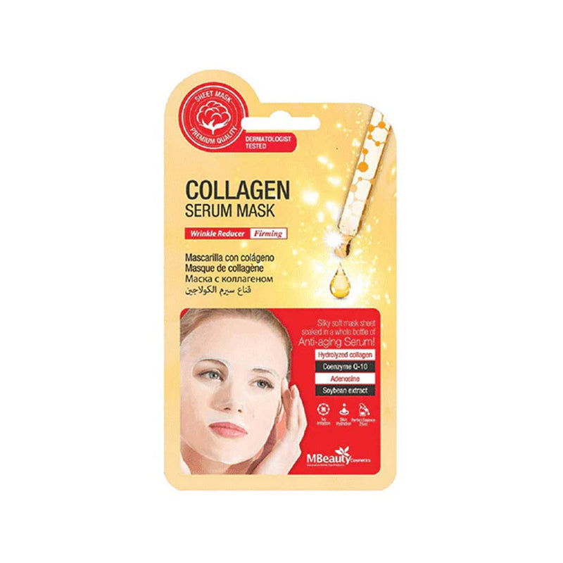 MBeauty Cosmetics Collagen Serum Sheet Face Mask with Coenzyme Q10, 25 ml