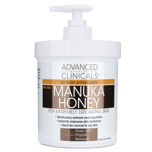 Advanced Clinicals Manuka Honey Cream Rich Moisturizing Body Cream with Royal Jelly, Propolis & Beeswax, 454 g