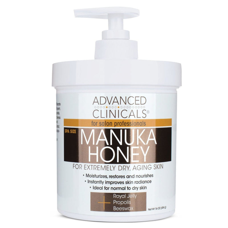 Advanced Clinicals Manuka Honey Cream Rich Moisturizing Body Cream with Royal Jelly, Propolis & Beeswax, 454 g