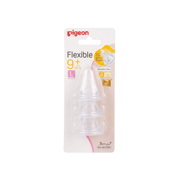 Pigeon Flexible Silicone Feeding Nipples Soft Medical-Grade Silicone 3 Pack
