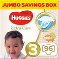 HUGGIES Extra Care Size 3 Baby Nappies, 4-9 kg, Jumbo Pack of 76