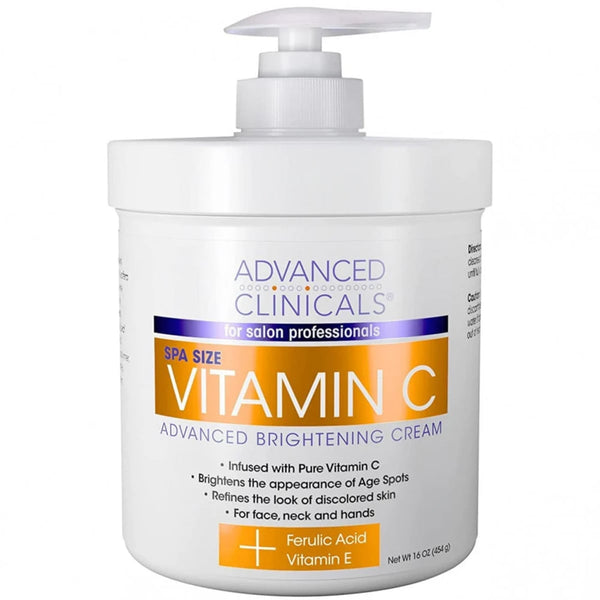 Advanced Clinicals Vitamin C Brightening Cream with Ferulic Acid and Vitamin E, 454 g